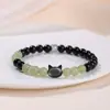 Pulsera Doble Círculo de Obsidiana Natural, Estilo Versátil de Alta Gama de Amatista, Pulsera de Concha de Mariposa Negra con Cabeza de Gato, Joyería de Collar Coleccionable