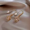 Diseño Único Cristal Estrella de Cinco Puntas Pendientes de Lujo Ligero Pendientes Moda para Mujer 2023 Nuevo Estilo Joyería para Orejas