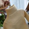 [En stock] suéter de cuello alto para niños y niñas, grueso de una pieza de terciopelo, camisa básica de punto para niños, lana cálida para bebé