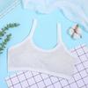 Ropa interior de algodón para niñas en desarrollo, copa fija, triángulo, posavasos, pecho envuelto, sujetador de tirantes anti-luz para estudiantes de secundaria.