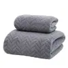 Juego de Toalla y Toalla de Baño Lisa de Coral Fleece con Diseño de Espiga de Trigo para Adultos, Engrosado, Absorbente, Tamaño Grande, Exportación Transfronteriza, Suave, Al por Mayor