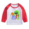 Camiseta de manga comprida para meninos e meninas primavera e outono 2022 Nova camisa de base de costura infantil Top de algodão bonito para crianças