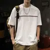 Nueva camiseta de manga corta para hombre de talla grande con cuello redondo de verano, estilo retro americano, patchwork, top casual holgado de media manga para hombre