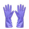 Guantes de goma para el hogar con borde de bloqueo más terciopelo para trabajar y lavar platos, engrosados, cálidos, antideslizantes, impermeables, para cocina, de mujer