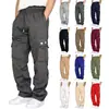 Pantalones Deportivos Casuales Transfronterizos Diseño de Pierna-dedo Multibolsillo Botón de Cordón Verde Militar Sueltos para Hombre