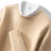 Suéter de Cachemira Baicai de Terciopelo con Cuello Redondo Bajo para Hombre, Jersey de Punto Casual de Negocios, Capa Base de Punto, Suéter Nuevo de Lana Otoño Invierno