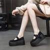 Sapatos Femininos Mary Jane de Solado Grosso Novos Primavera e Outono Estilo Coreano Moda Cor Sólida Bico Redondo Simples Fivela Cano Médio Tendência
