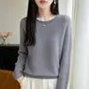Suéter feminino transfronteiriço, novo estilo para o outono de 2026, blusa de tricô com gola redonda, caimento solto, plus size, fina e leve, adequada para usar em camadas.