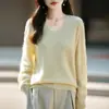 Suéter de Punto sin Costuras con Cuello en V Cepillado para Mujer, Suave y Cálido, Corte Ajustado, Top Básico Adelgazante para Capa Base