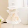 Ropa de Mascotas Primavera y Verano Vestido a Cuadros con Lazo Vestido de Princesa Perros Pequeños y Medianos Perro Bichón Ropa para Gatos
