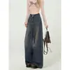 Jeans de Tiro Alto de Pierna Ancha para Mujer, Tendencia Versátil de Primavera y Otoño, Nuevo Estilo, Pantalones Rectos Holgados y con Caída Estilo Retro Americano