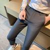 Calça de Alfaiataria Casual Masculina Primavera e Verão Marca Tendência Robusto Bonito Sensação de Alto Padrão Dipdown Negócios Slim-fit Pé Nove Pontos Calça de Alfaiataria