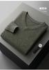 Suéter de Cashmere Novo com Gola V Outono e Inverno Masculino Cashmere Cor Sólida Pulôver Suéter Tricotado Simples Solto Emagrecedor Top
