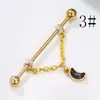 Transfronterizo en stock nuevo colgante de cadena puente de oreja varilla larga clavo de hueso de oreja pendientes de luna hoja estrella suministro directo de fábrica