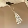 Collar de Perlas con Borla de Cuentas Retro Francés Cadena para Clavícula de Lujo Ligero Nicho Moda Accesorio de Collar de Gama Alta Versátil para Mujeres