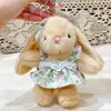 Falda Floral Auténtica de Conejo Wendy 16cm Colgante de Peluche Muñeca Estilo Pastoral Llavero para Mochila Escolar Pequeño Regalo Venta al por Mayor