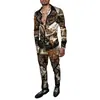 Exportación Europea y Americana 2025 Nuevo Traje de Pantalón de Manga Larga a Cuadros con Estampado 3D de Moda Casual para Hombre