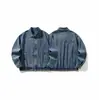 Yidao Vintage 2026 Otoño Nuevo Retro Americano Nicho Corte Curvo Solapa Desgastada Ropa de Trabajo Chaqueta de Mezclilla