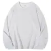 Camiseta de Algodón Peinado con Cordón de Manga Larga 200g Primavera y Otoño para Hombre y Mujer Cuello Redondo Color Sólido Top Exterior Camiseta Base Holgada