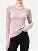 Ropa de Yoga Camiseta Deportiva sin Costuras de una Pieza de Manga Larga para Mujer Fitness Top de Secado Rápido que Ceñe la Cintura