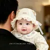 Ins chapéu de bebê princesa estilo primavera e outono proteção solar à prova de vento fofo doce chapéu de pescador para bebês meninas meses iniciais chapéu de bacia