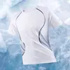 Camiseta de Hielo de Seda con Degradado Verano Nuevo para Hombre Deporte Ocio Running Fitness Transpirable de Manga Corta Ropa de Exterior de Secado Rápido para Hombre