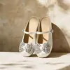 Mules Fechadas Estilo Francês com Laço de Strass para Mulheres, Novidade Versátil Verão 2026 Sapatos Mary Jane de Bico Quadrado