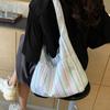 Bolsa de lona con rayas de dopamina de estilo japonés y coreano, bolsa de vial de gran capacidad, bolso de mano para estudiantes de verano con diseño de hada