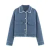 Comércio Exterior Transfronteiriço 2026 Nova Moda Mais Vendida Design Solto Franja Jaqueta Jeans 4001056