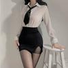 Lingerie Sexy, Uniforme de Secretária de Empregada Justo ao Quadril, Conjunto de Camisa Sedutora, Sedução de Professora Provocadora Apaixonada Secretária