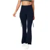 Moda Feminina Europeia e Americana Transfronteiriça Amazon 2026 Calça de Yoga Tendência Cor Sólida Cintura Alta com Bolsos para Mulheres