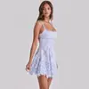 Elegante y Hermoso Vestido Corto de Moda Transfronteriza para Mujer 2026 con Adorno de Encaje, Sexy, sin Espalda, con Tirantes de Espagueti