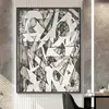 Estilo Moderno Simple Sala de Estar Sofá Pared de Fondo Pintura Colgante Grande Arte Abstracto Decorativo Blanco y Negro Gris Mural para el Hogar