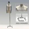 Loja de Roupas Estilo Coreano Manequim para Exposição de Roupas Manequim Feminino de Camurça Meio Corpo Suporte para Manequim Suporte de Exposição de Corpo Humano Completo