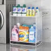 Estante de almacenamiento para detergente de lavandería de baño, estante de piso para polvo de lavandería de balcón de baño, estante organizador pequeño multifuncional