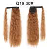 Al por mayor transfronterizo Europa pegatina mágica permanente de maíz peluca de cola de caballo cabello largo rizado esponjoso para mujer extensiones de cabello de onda de agua cola de caballo