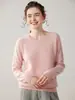 Tejidos de Cachemira para Mujer 2026 Otoño e Invierno Nuevo Estilo Listo para Usar Cuello Redondo Jersey Color Sólido Versátil Camiseta Básica de Cachemira