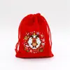 Bolsa de Terciopelo Navideña al por mayor Transfronteriza Bolsa de Regalo Navideña Bolsa para Manzana de Nochebuena Bolsa de Regalo Grande de Dulces Rojos