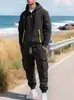 Moletom com zíper e capuz de fleece masculino para outono e inverno, com vários bolsos, conjunto de calças de trabalho Carhartt