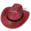 Chapéu de Cowboy com Glitter Transfronteiriço Chapéu de Cowboy com Glitter Rosa Boate Dança Carnaval Festa na Praia Topete com Glitter Dourado