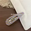 Pinza BB triangular grande con estampado estilo retro universitario, pinza para el cabello ovalada tipo gota de agua de color contrastante, pinza para flequillo, pinza lateral para flequillo, pasador