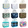 Bolso de playa de un solo hombro, bolsa de compras perforada impermeable, cesta de almacenamiento de mano para mujer, bolsa de camping, bolso de mano de moda callejera