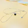 Collar de plata S925 estilo coreano nicho básico bola de ágata negra natural cadena de clavícula de moda estilo coreano clavícula femenina