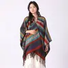 Nuevo Chal a Rayas de Bloques de Color de Moda 2026 para Mujer, Adecuado para Viajar en Xizang, Yunnan y Qinghai, Capa Exterior para Sesión de Fotos