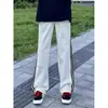 Pantalones de chándal a rayas con dobladillo curvo para hombre y mujer, parche de tres rayas de alta resistencia, corte holgado, caída suave, pierna recta, informales, ligeramente acampanados, pantalones deportivos