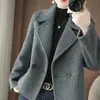 Abrigo de Lana de Moda para Mujer con Cuello de Solapa, Estilo Europeo, Nueva Moda Otoño/Invierno, Abrigo Corto Cálido de Gama Alta