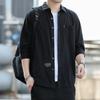 Verano Nueva Camisa para Hombre Solapa Manga Siete Puntos Chaqueta Simple Combinable Camisa Juvenil Chaqueta Diseño Combinable