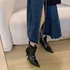 Botas de Salto Alto Bico Fino Estilo Coreano para Mulheres 2026 Tendência Chique Outono/Inverno Nova Chegada Panturrilha Larga Botas de Cano Curto Hot Girl