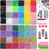 Caja de 24 compartimentos moderna y popular de diamantes de resina jelly de color AB con base plana, empaquetada para arte de uñas DIY, accesorios pequeños, venta al por mayor