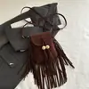 Bolsos de Diseño Único para Mujer en Otoño e Invierno, Versátil Bolso Cruzado de Hombro Único Retro Escarchado 2025, Bolso de Borlas de Alta Gama